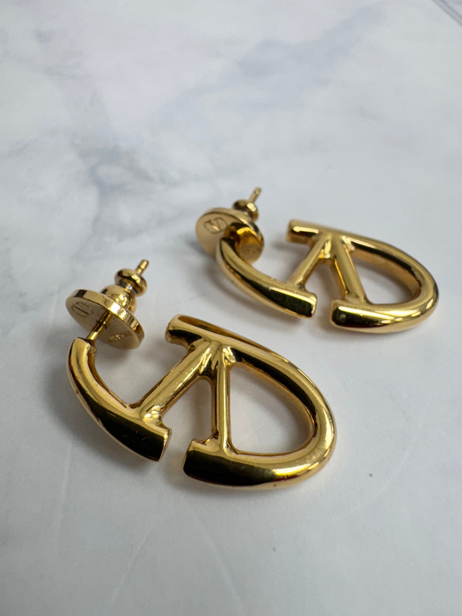 Valentino Gold Garavani VLogo Drop Earrings 