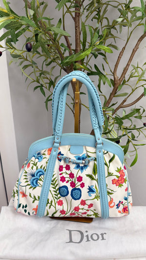 Christian Dior Blue And White Floral Canvas My Dior Handbag