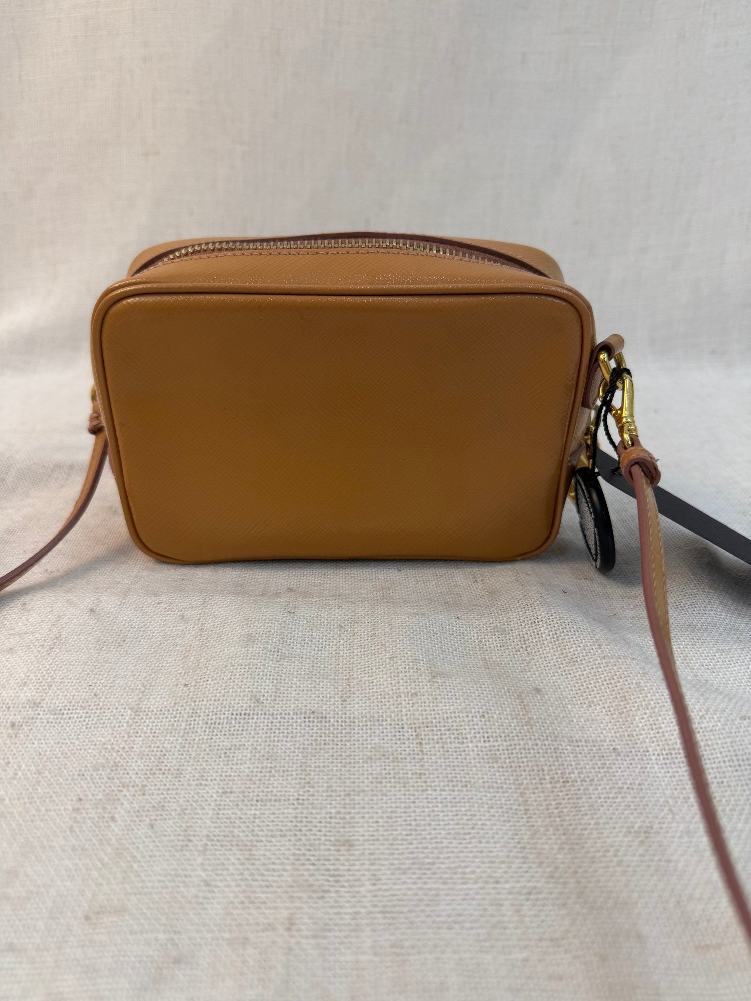 Prada Tan Saffiano Leather Box Crossbody Bag