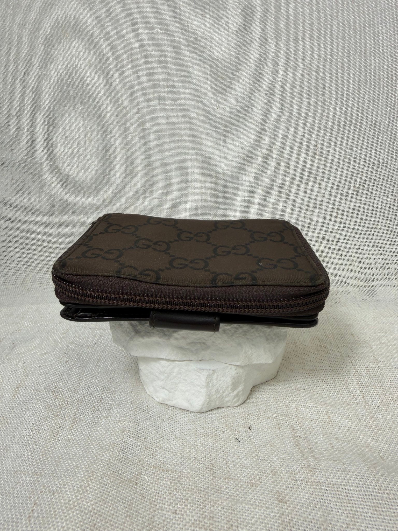 Gucci Brown Nylon Compact Zippy Wallet