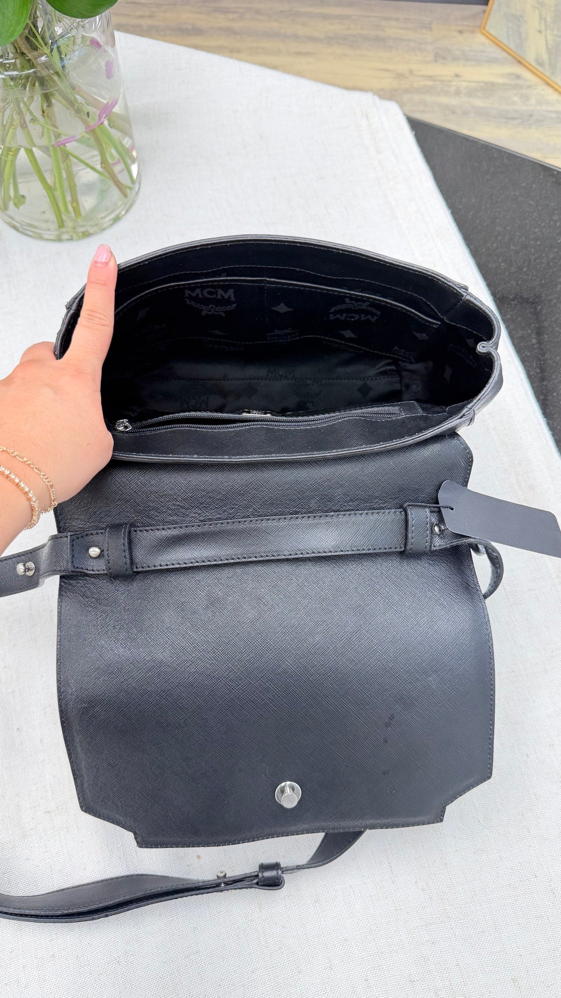 MCM Black Saffiano Leather Crossbody Bag