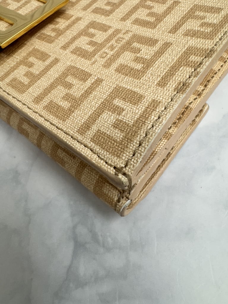 Fendi Peach Zucchino Coated Canvas Long Wallet