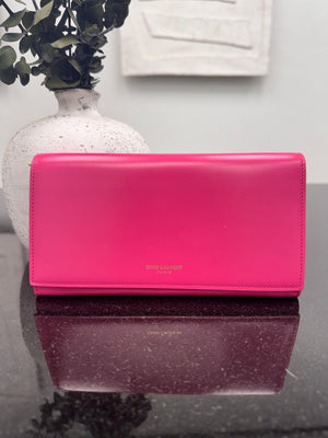Saint Laurent YSL Pink Leather Long Wallet