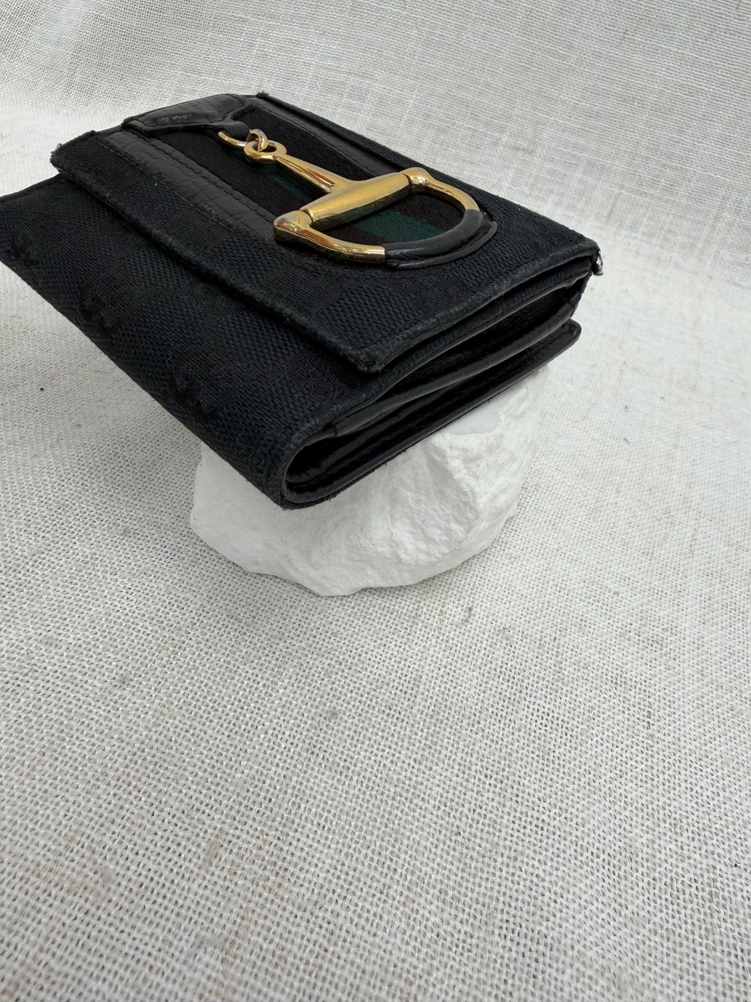 Gucci Black Canvas 1955 Horsebit Compact Wallet