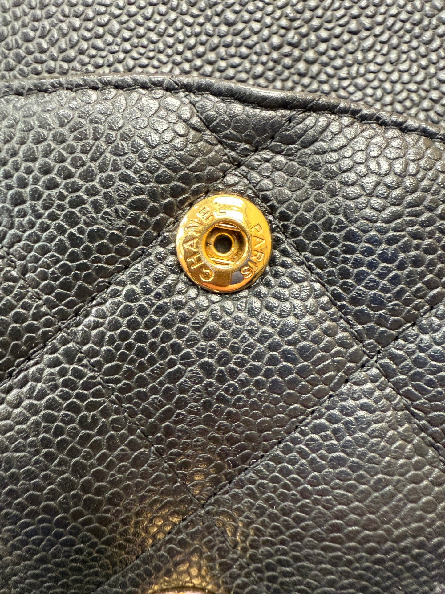 Chanel Black Caviar Leather Jumbo Classic Double Flap 