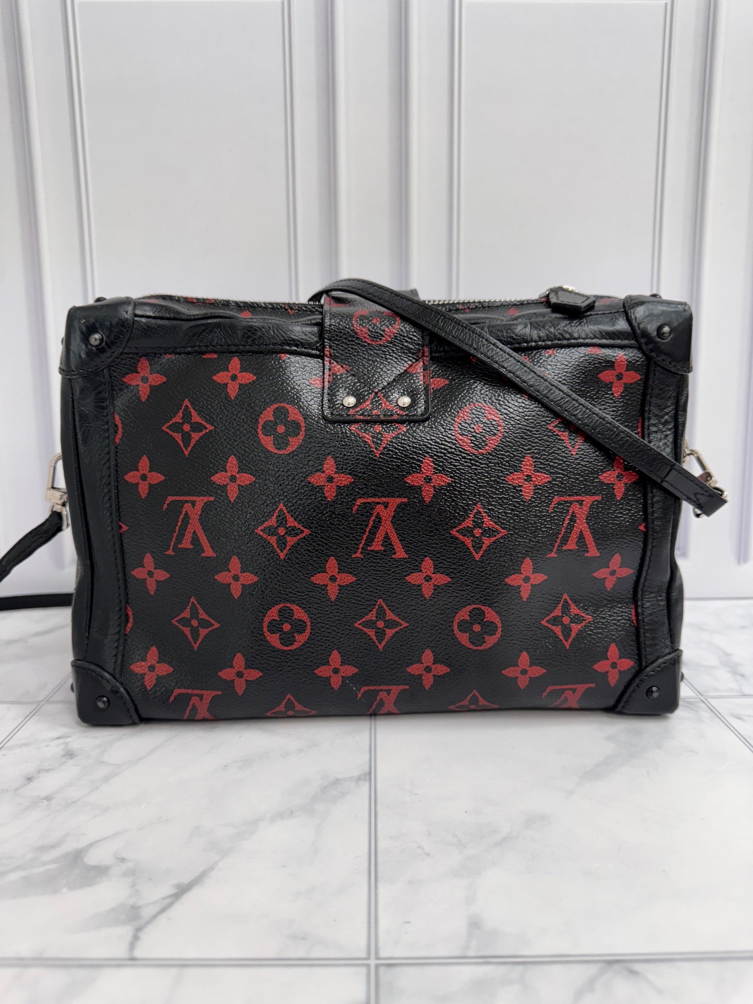 Louis Vuitton Black And Red Monogram Infrarouge Petite Malle Soft Bag GM