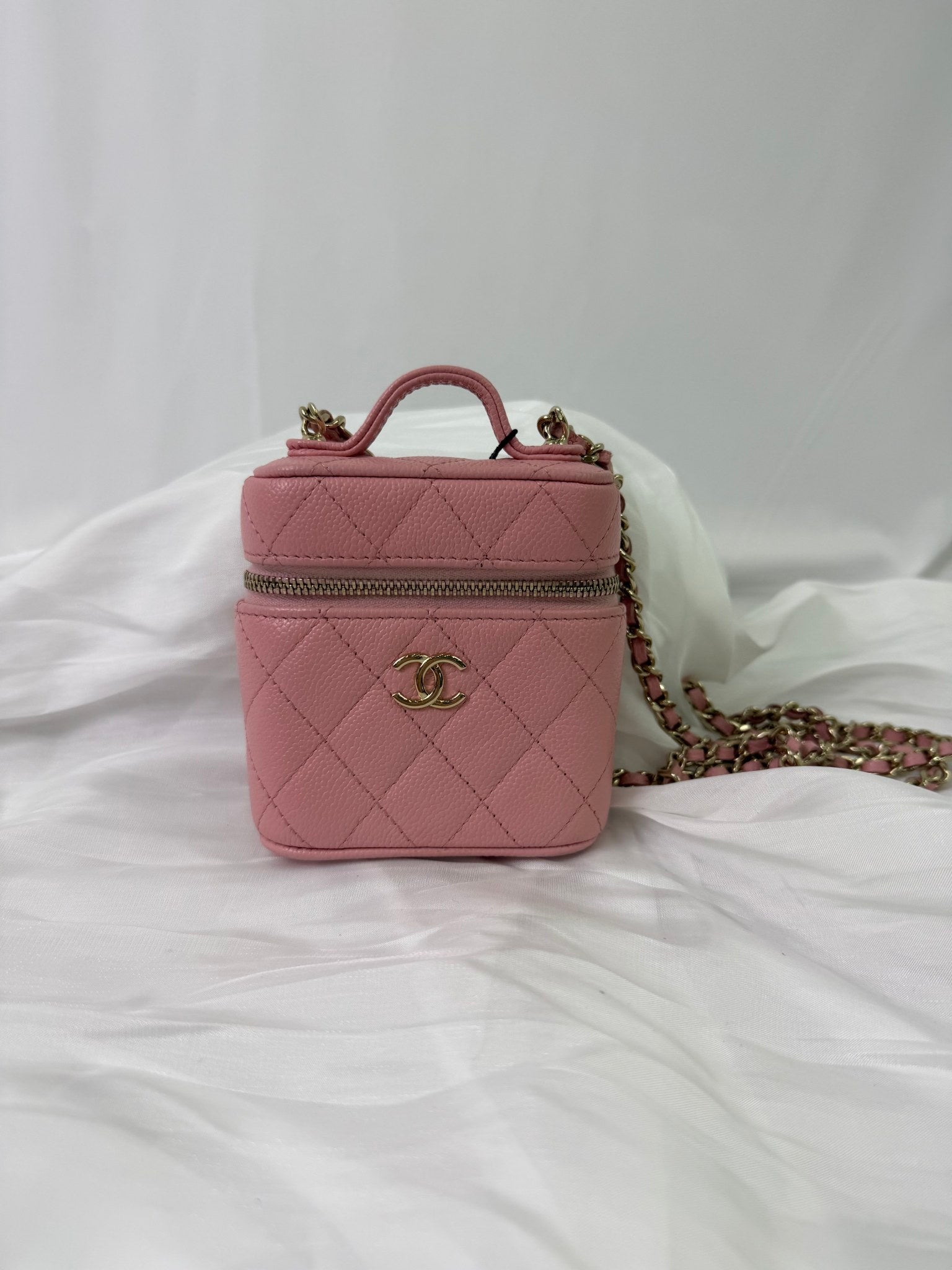 Chanel Pink Caviar Leather Mini Vanity Case 