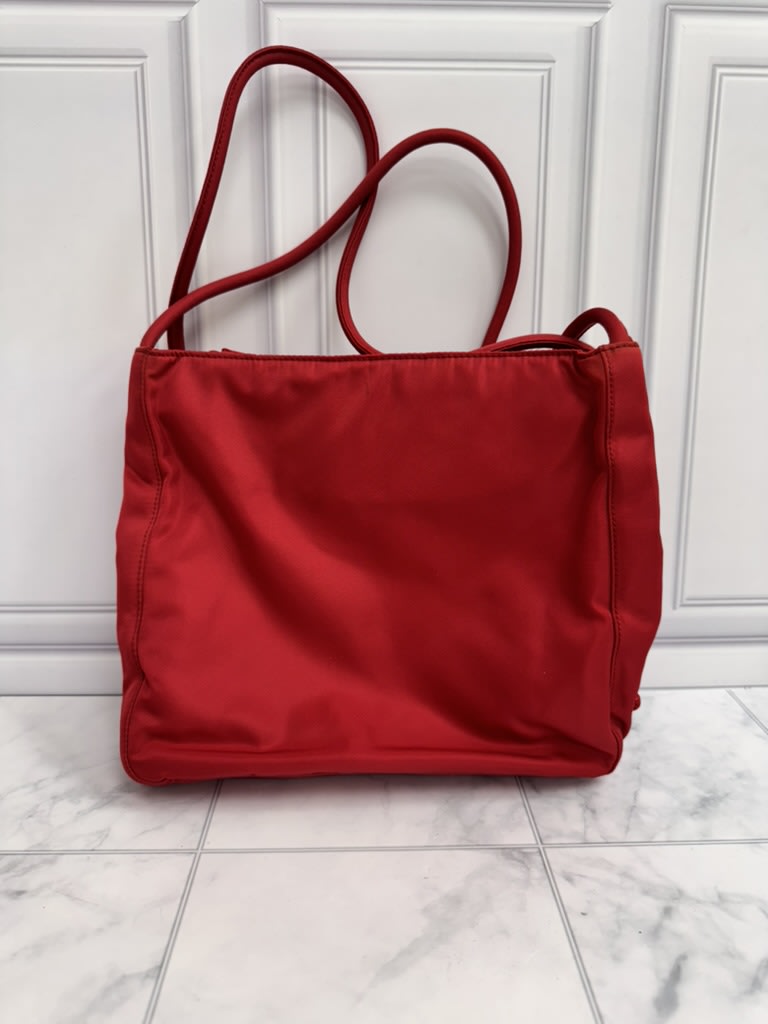 Prada Red Nylon Small Tote Bag