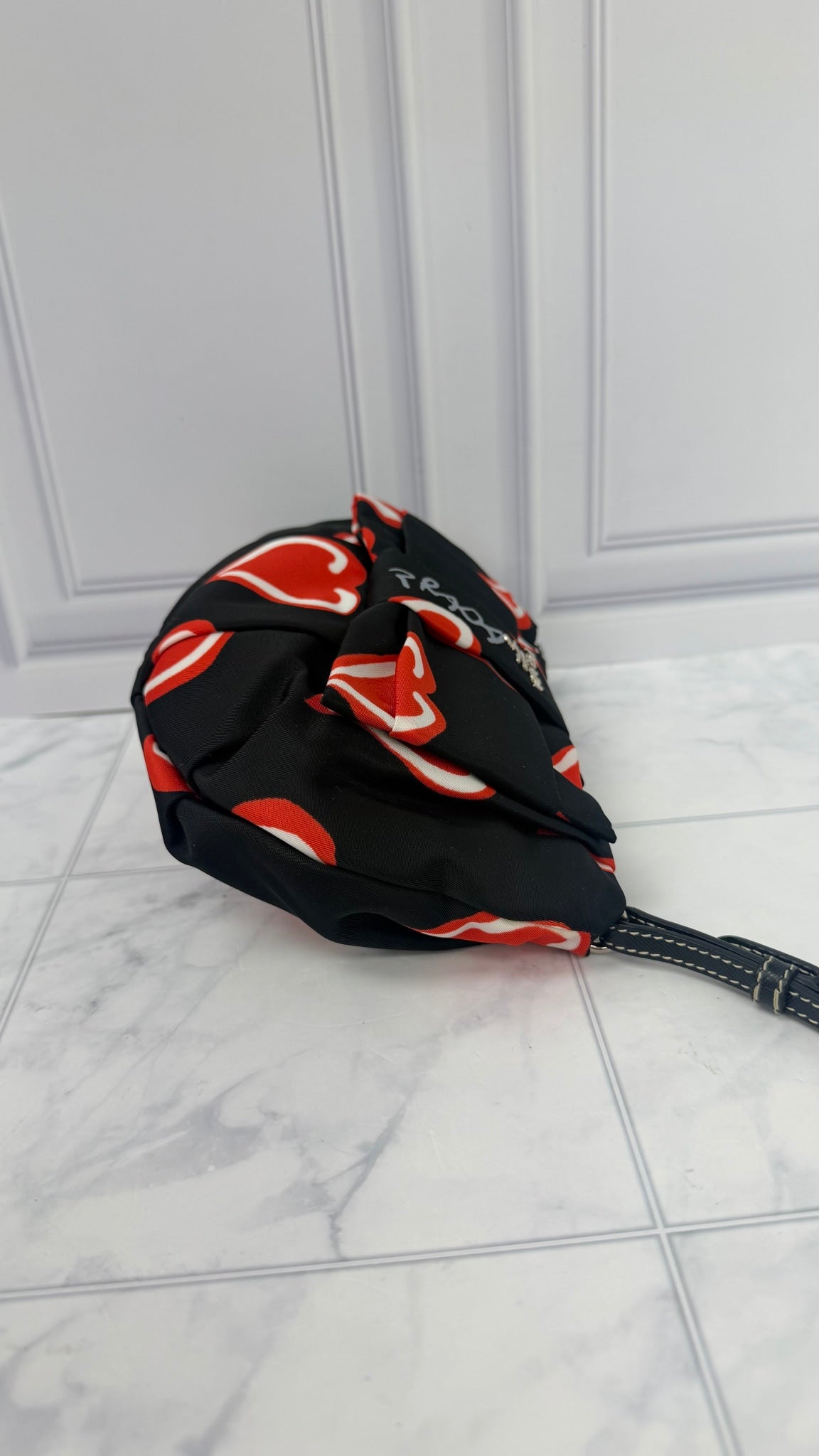 LIKE NEW - Prada Black Nylon Heart Clutch 