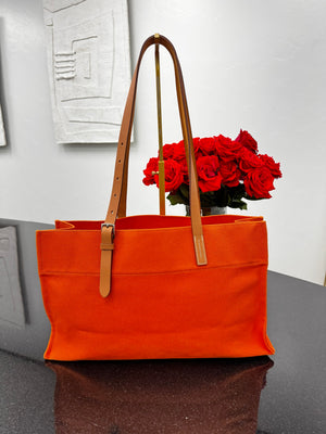 Hermes Orange Canvas Etriviere Elan Tote Bag