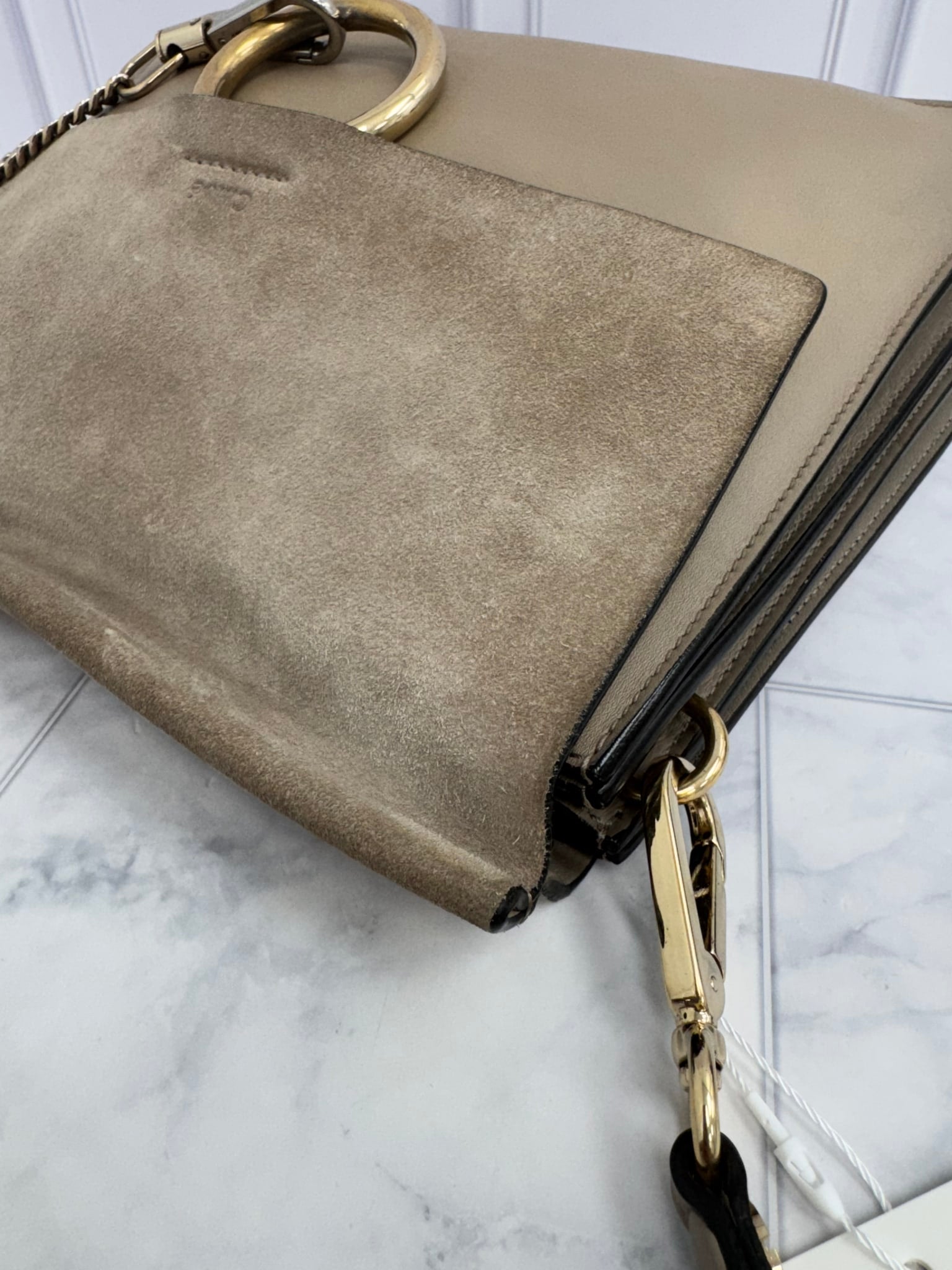 Chloe Taupe Leather Faye Medium Crossbody Bag