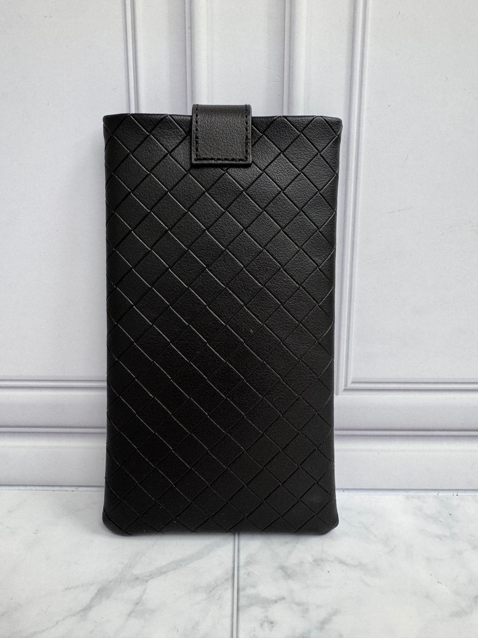 Bottega Veneta Brown Interacciato Lambskin Glasses Case 