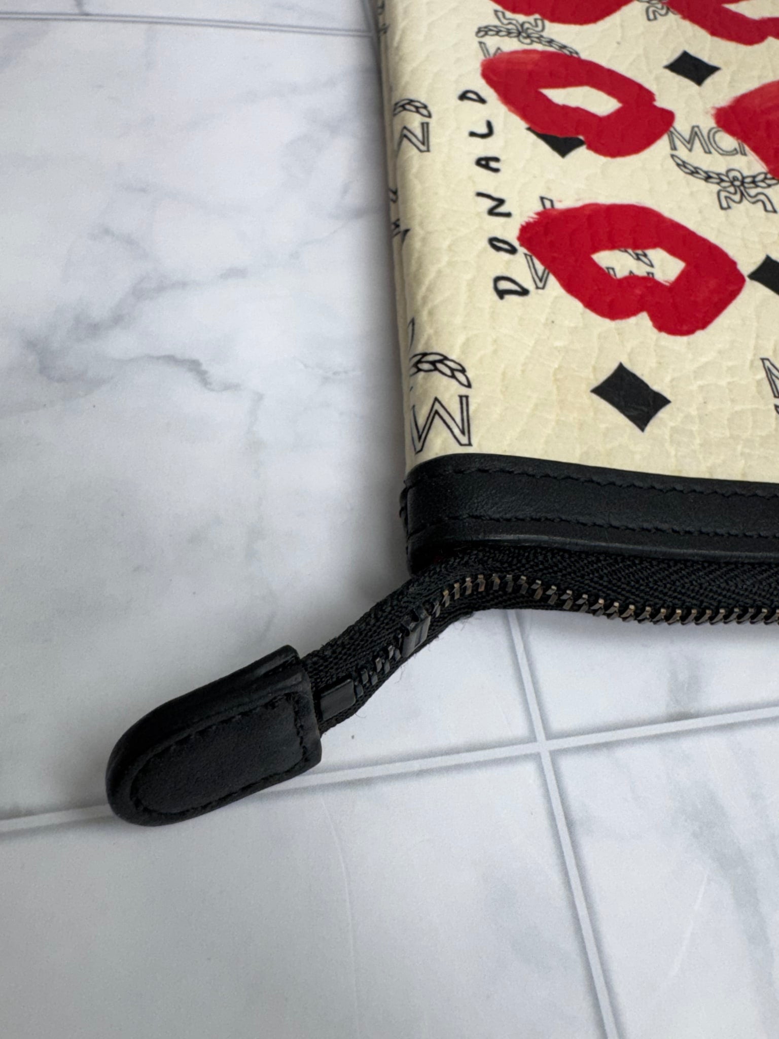 MCM Visetos Creme Lip Print Limited Edition Pouch