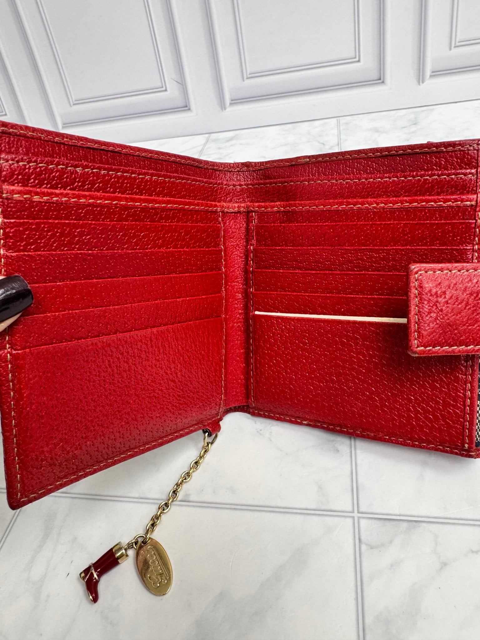 Gucci Blue GG Canvas And Red Trim Compact Wallet