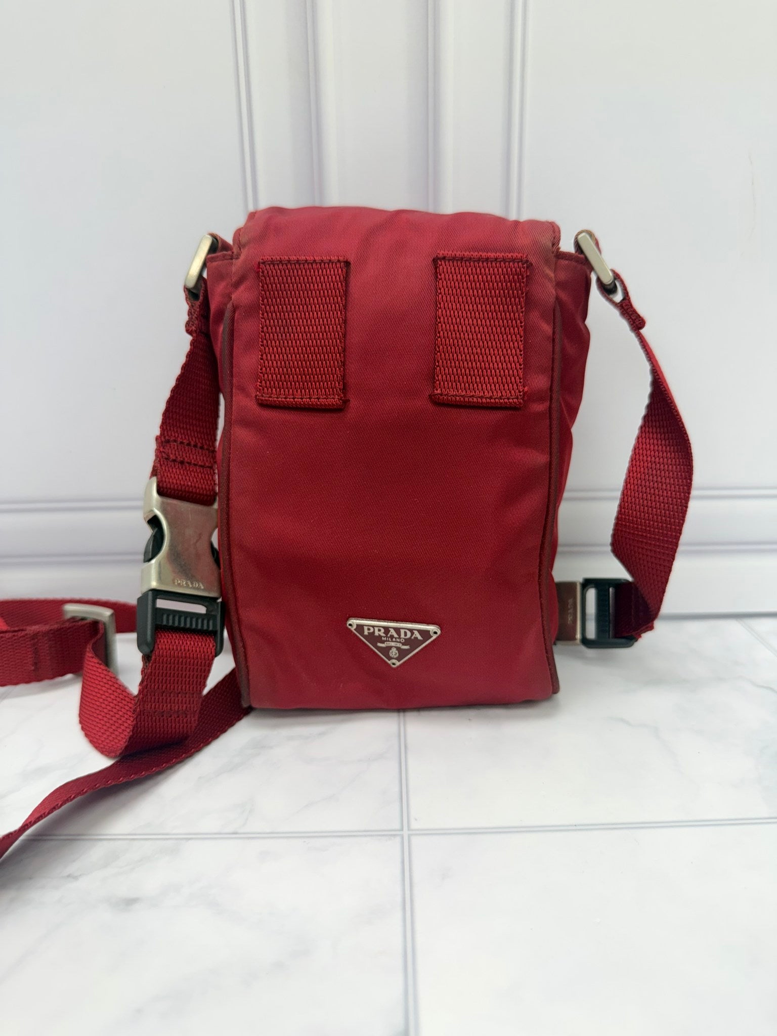 Prada Red Nylon Mini Crossbody Bag