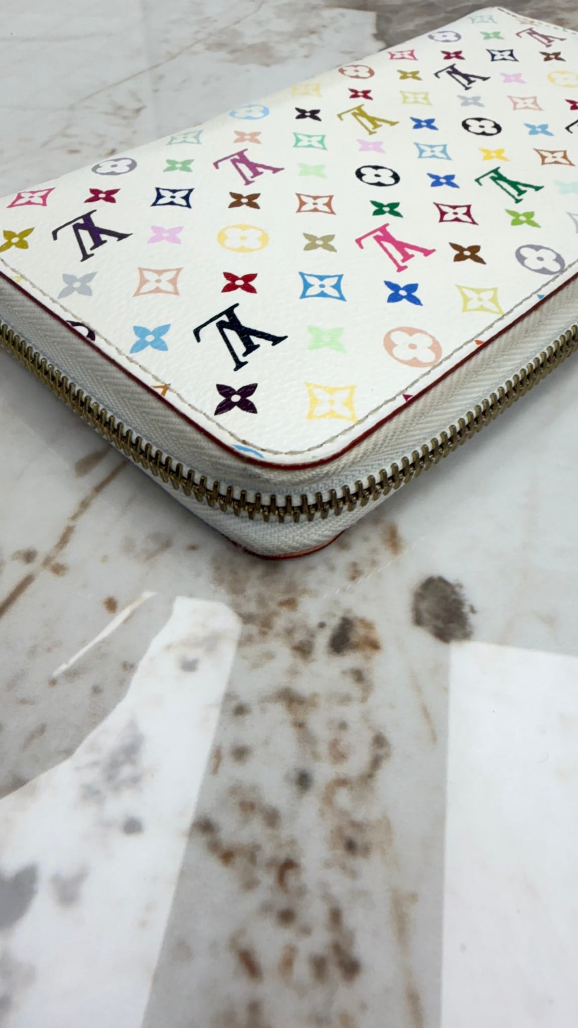 Louis Vuitton White Multicolor Monogram Zippy Wallet