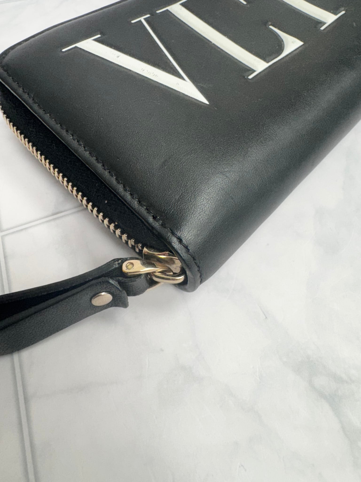 Valentino Black Leather Long Zippy Wallet