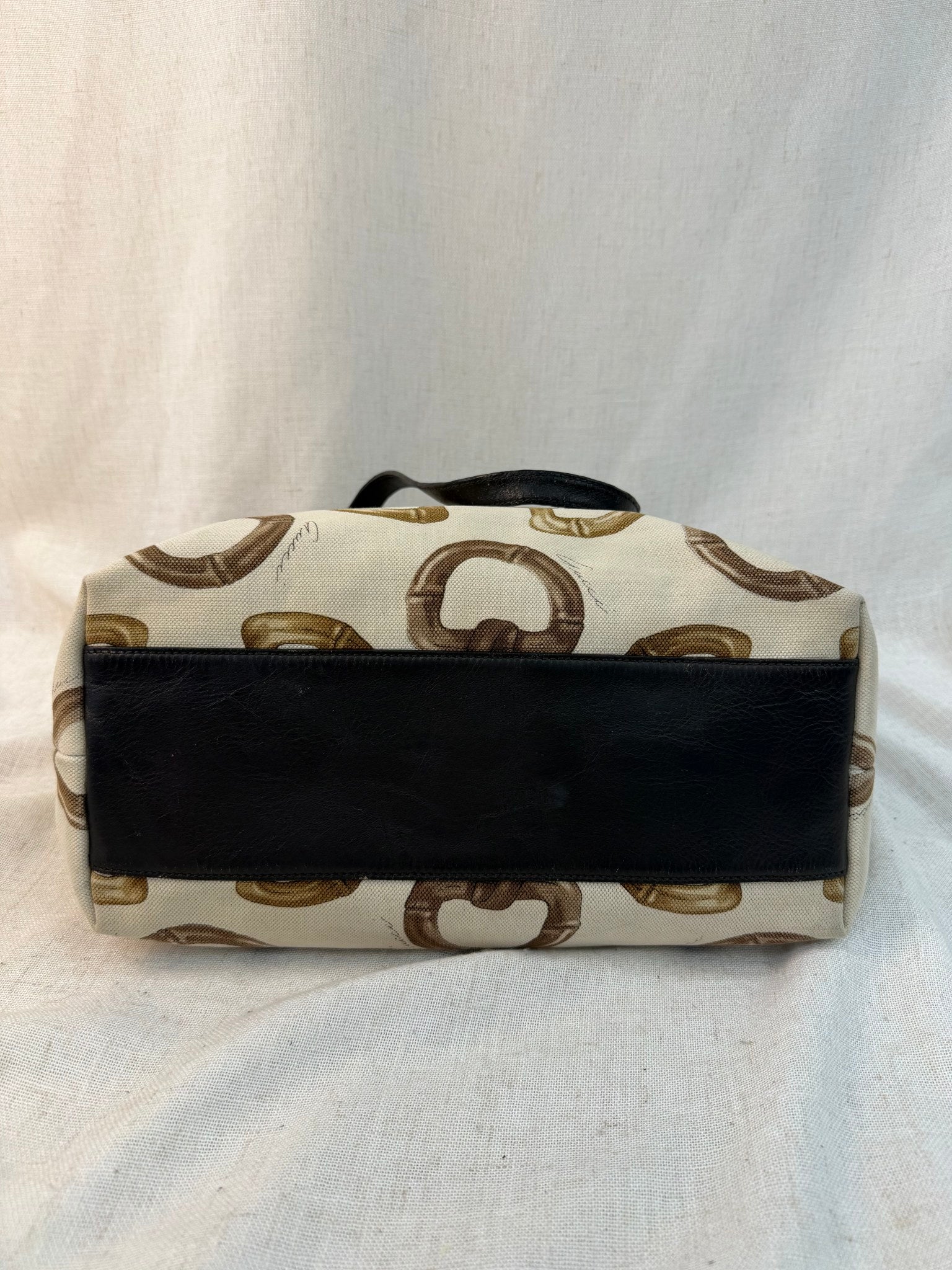 Gucci White Canvas Horsebit Print Tote Bag