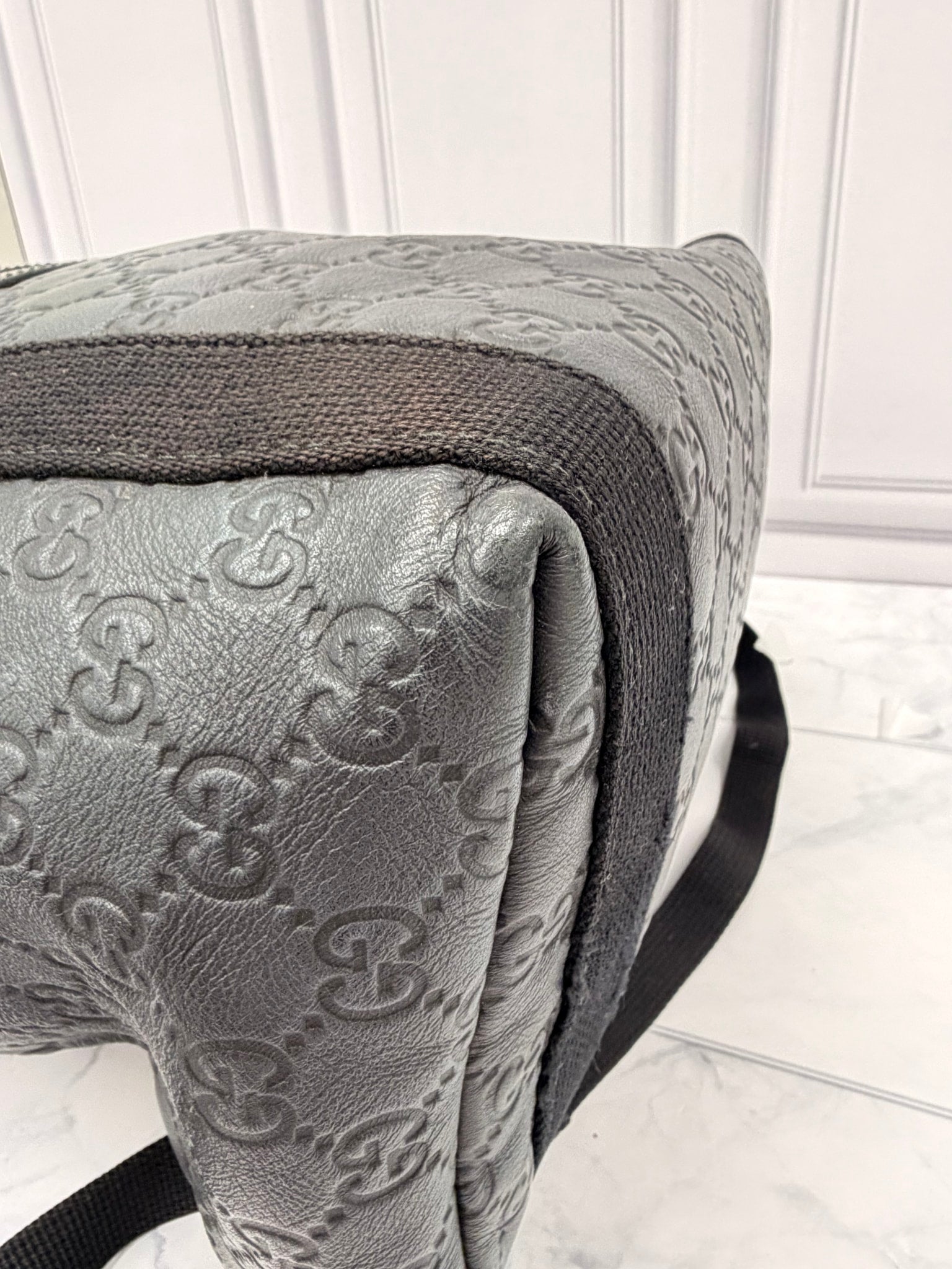 Gucci Black Guccissima Leather Backpack 