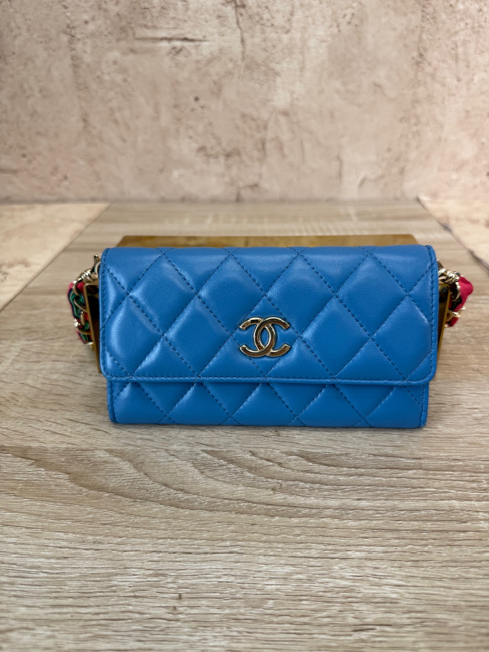 Chanel Blue Leather Wallet on a Chain