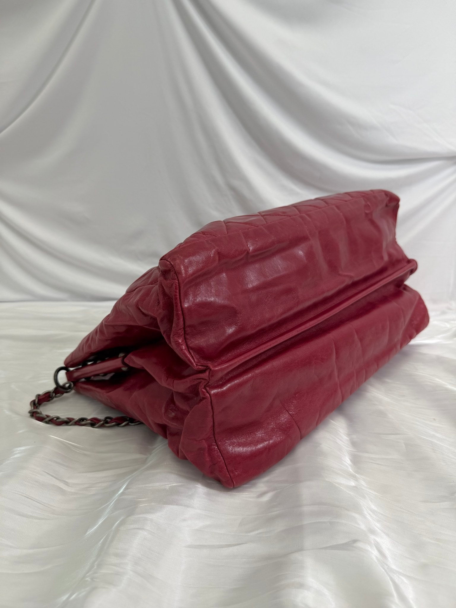 Chanel Red Quilted Glazed Calfskin Boy Bag Tote