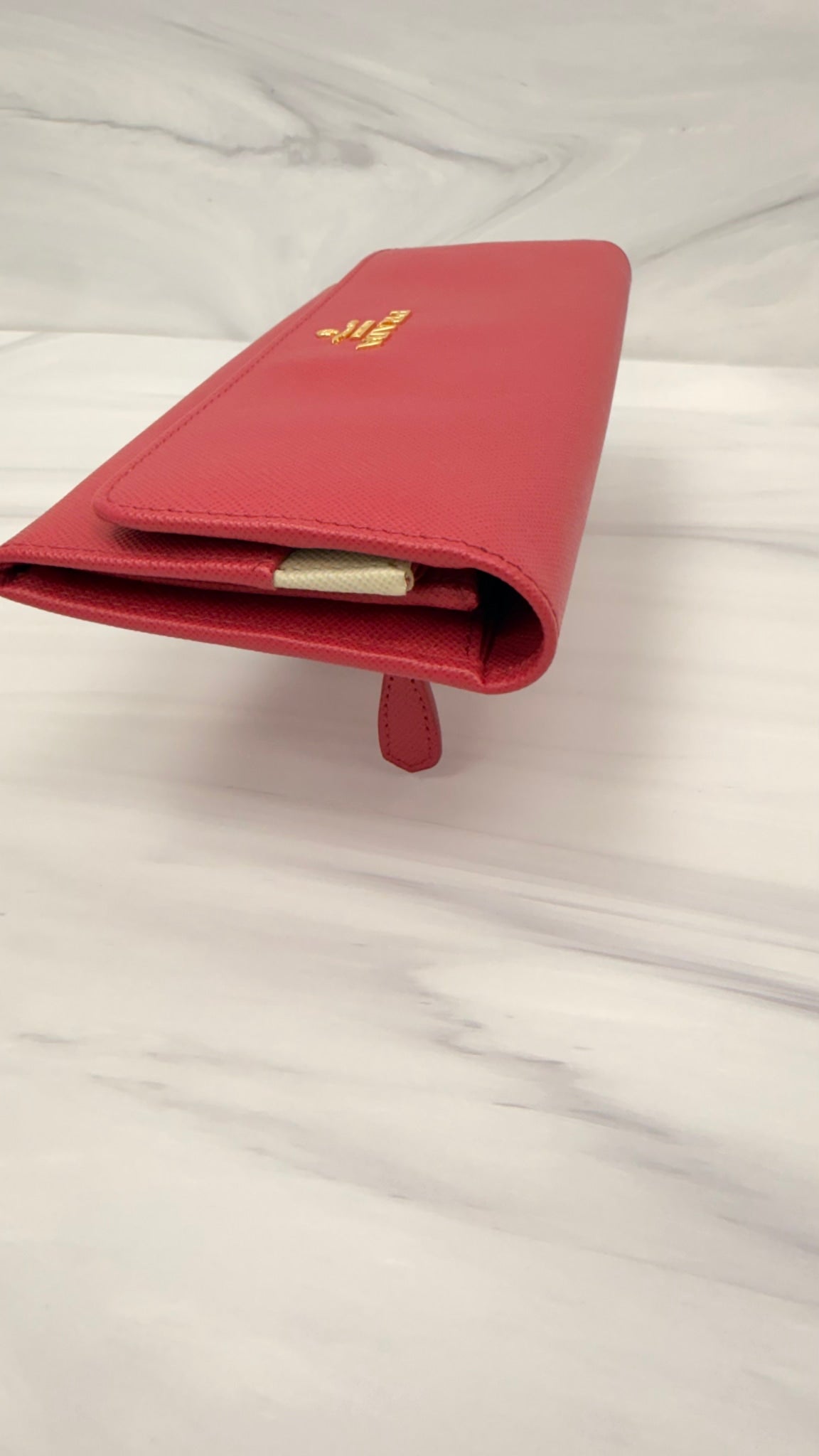 Prada Pink Saffiano Leather Flap Wallet