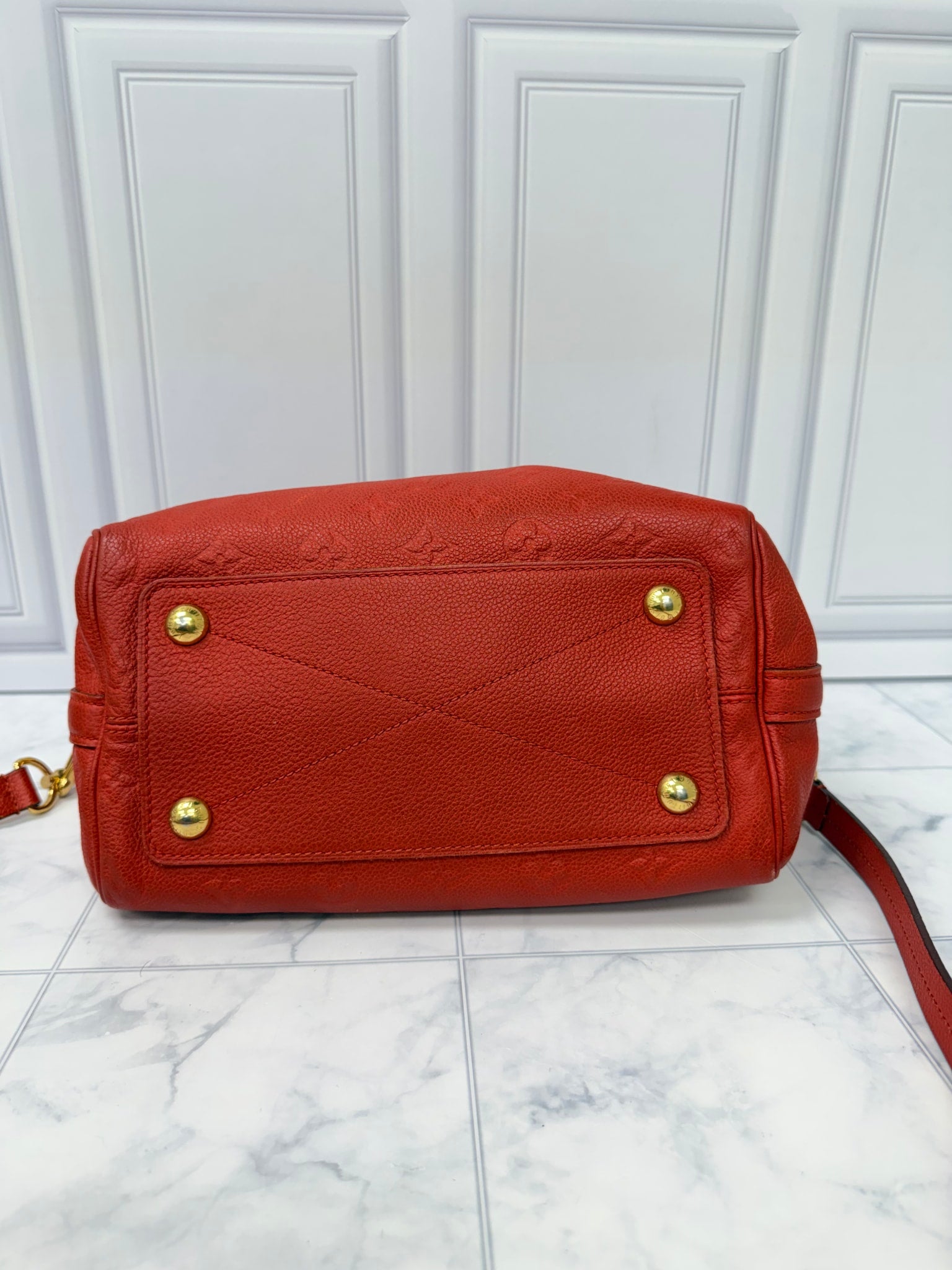 Louis Vuitton Red Empreinte Leather Speedy 25 Bandouliere 