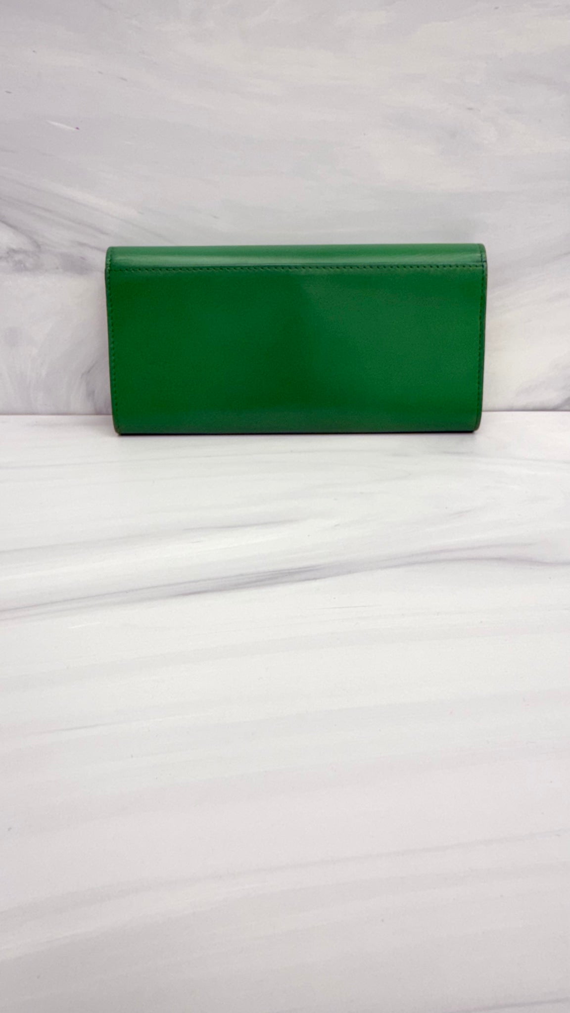 Celine Green Leather Long Flap Wallet