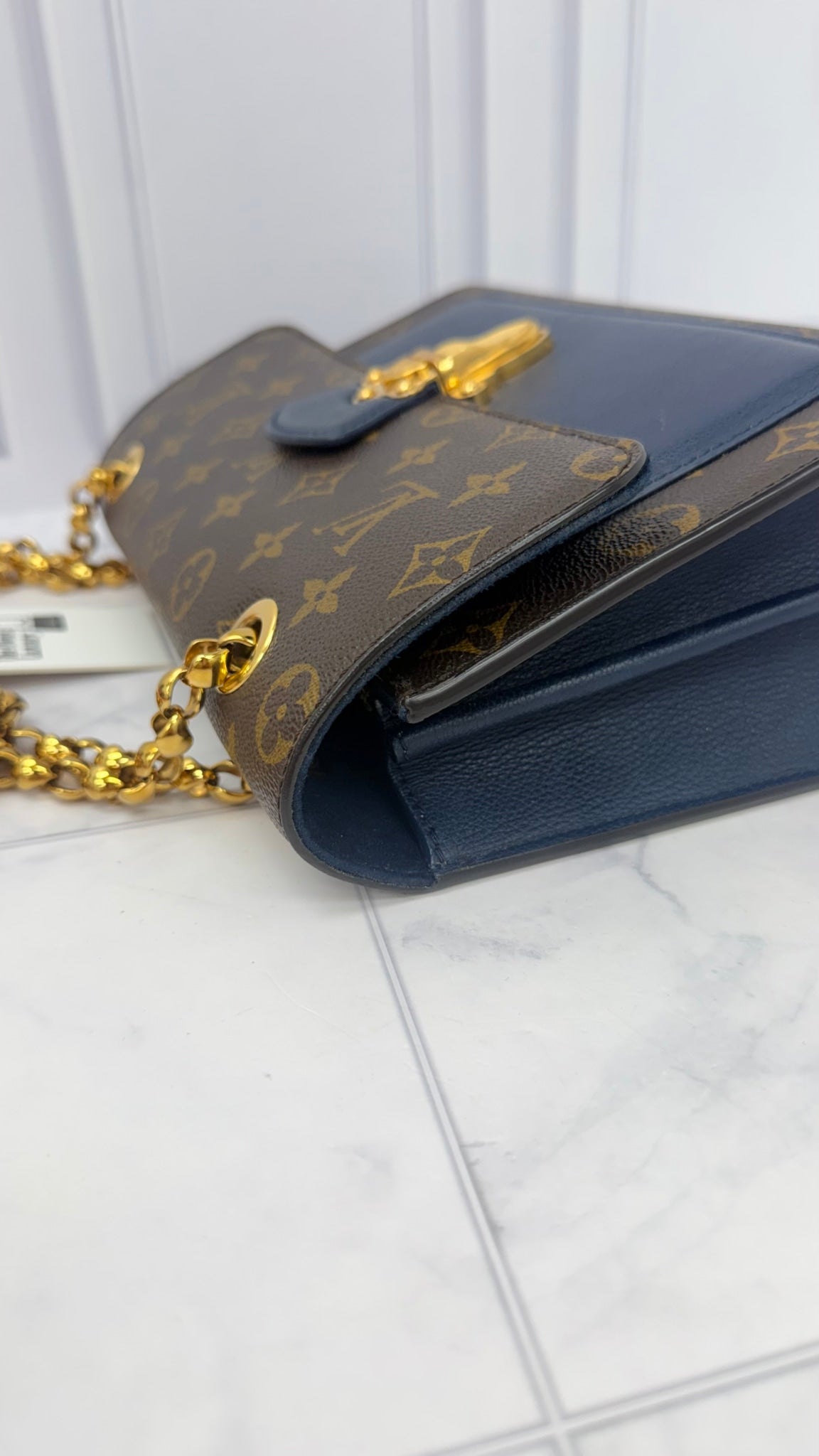 Louis Vuitton Navy Blue Monogram Victoire Chain Shoulder Bag