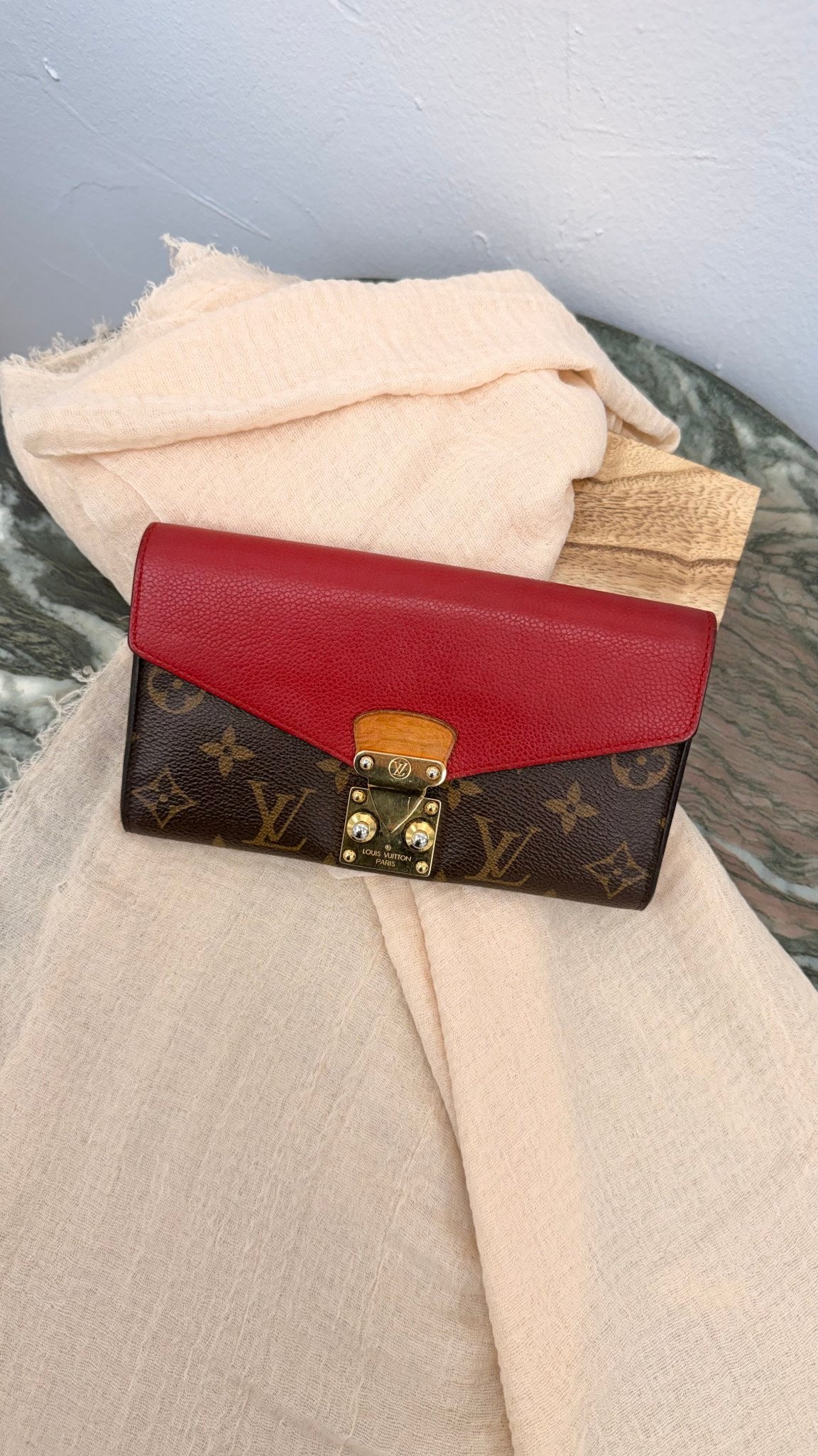 Louis Vuitton Red Monogram Pallas Long Wallet