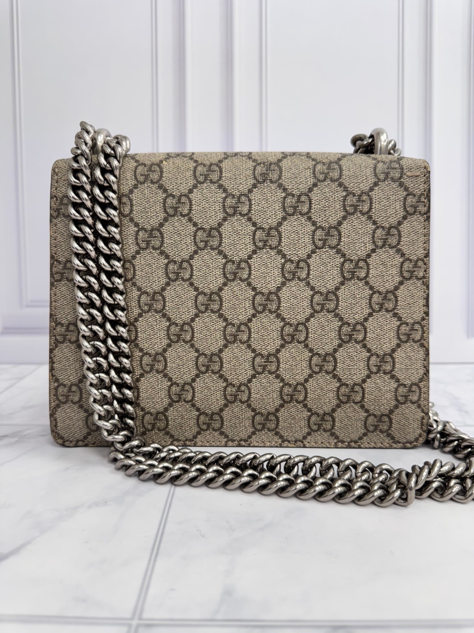 Gucci GG Coated Canvas Red Dionysus Mini Chain Shoulder Bag