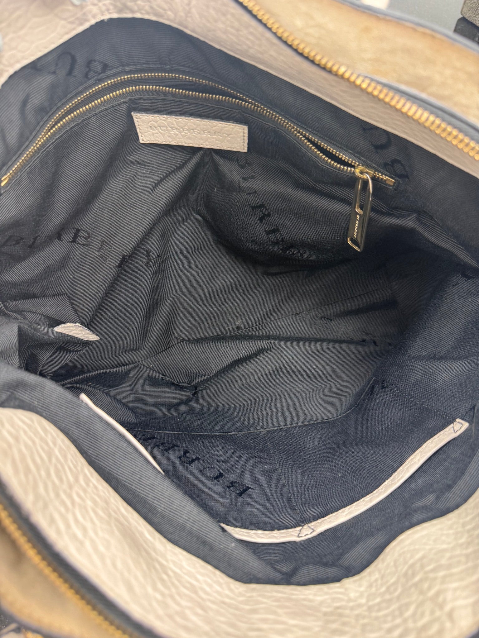 Burberry Grey Heritage Grain Check Embossed Medium Dewsbury Tote Bag
