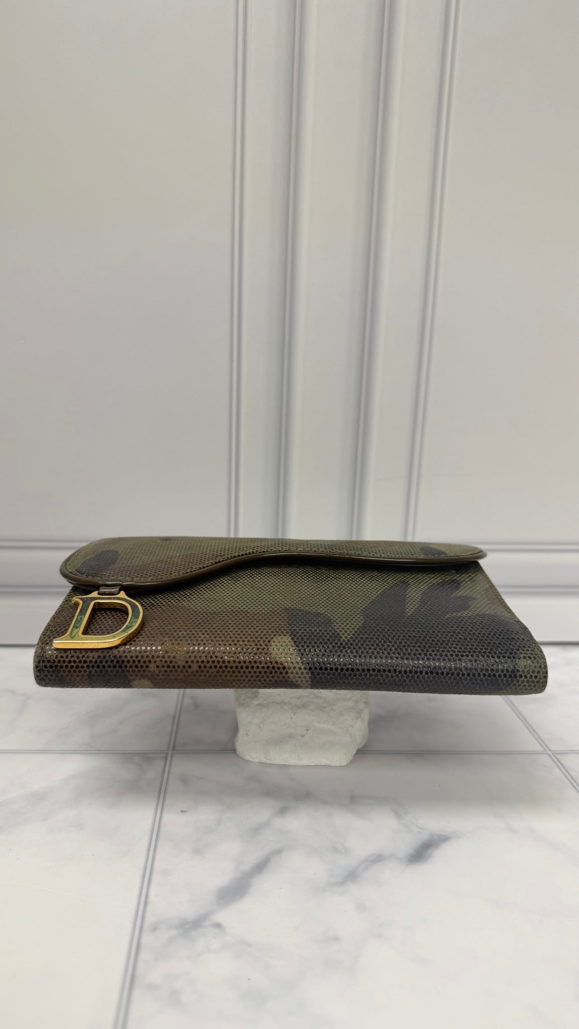Christian Dior Green Canvas Camouflage Saddle Wallet 