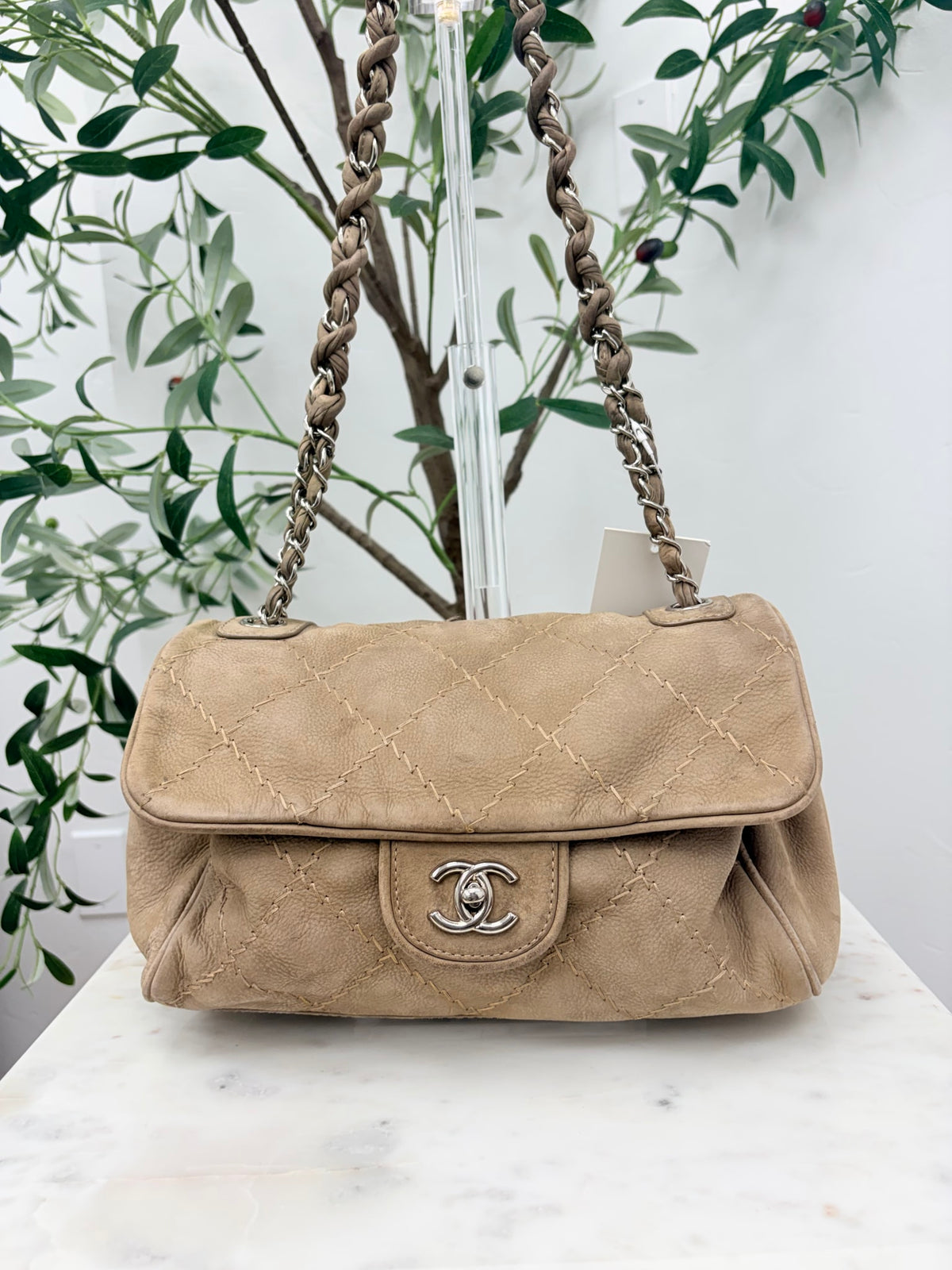Chanel Taupe Suede Ultimate Stitch Flap Bag