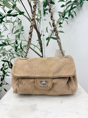 Chanel Taupe Suede Ultimate Stitch Flap Bag