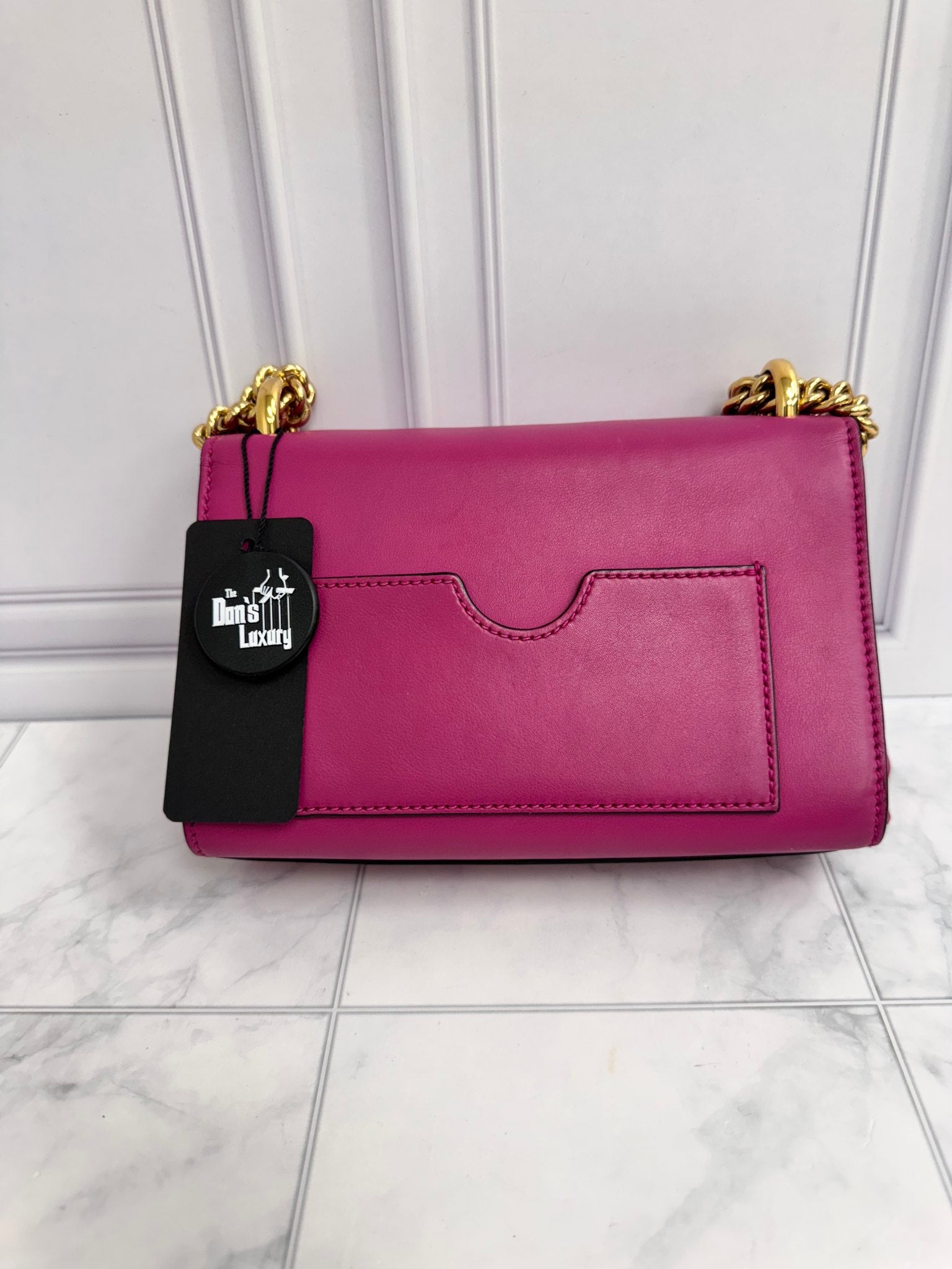Gucci Fuchsia Leather Padlock Chain Shoulder Bag