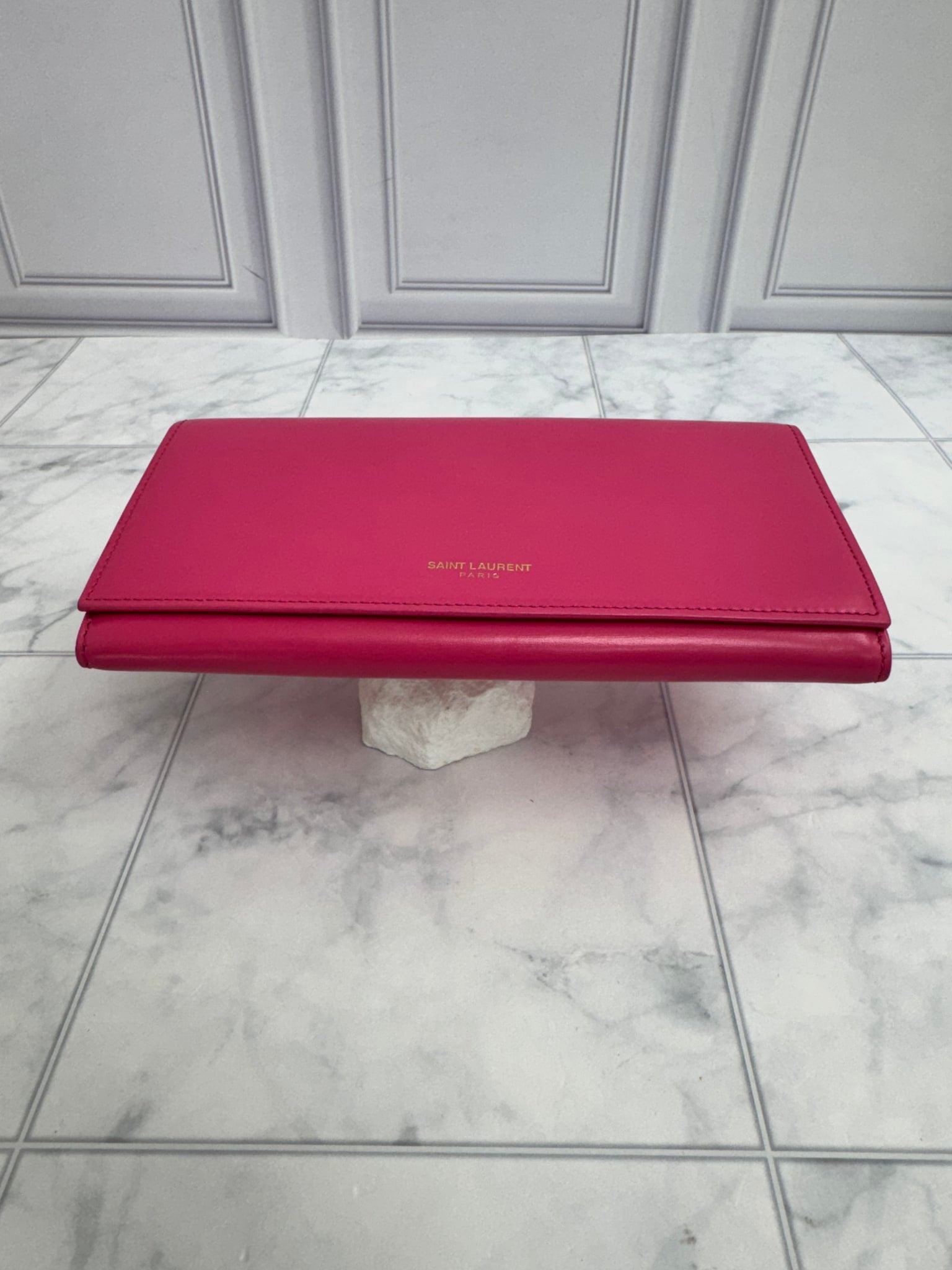 Saint Laurent YSL Pink Leather Long Wallet