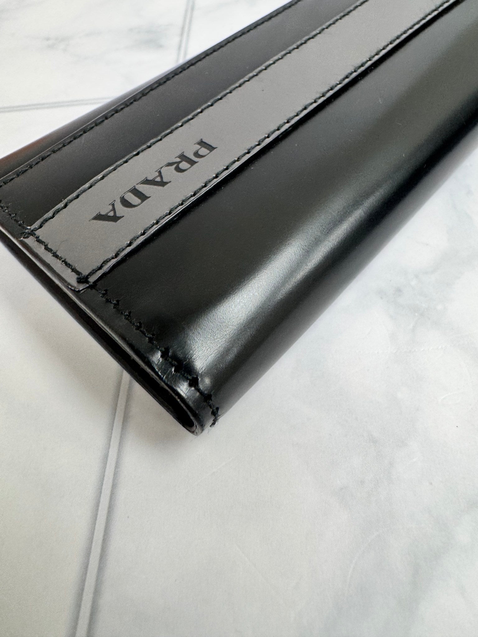 Prada Black And Grey Leather 6 Key Holder