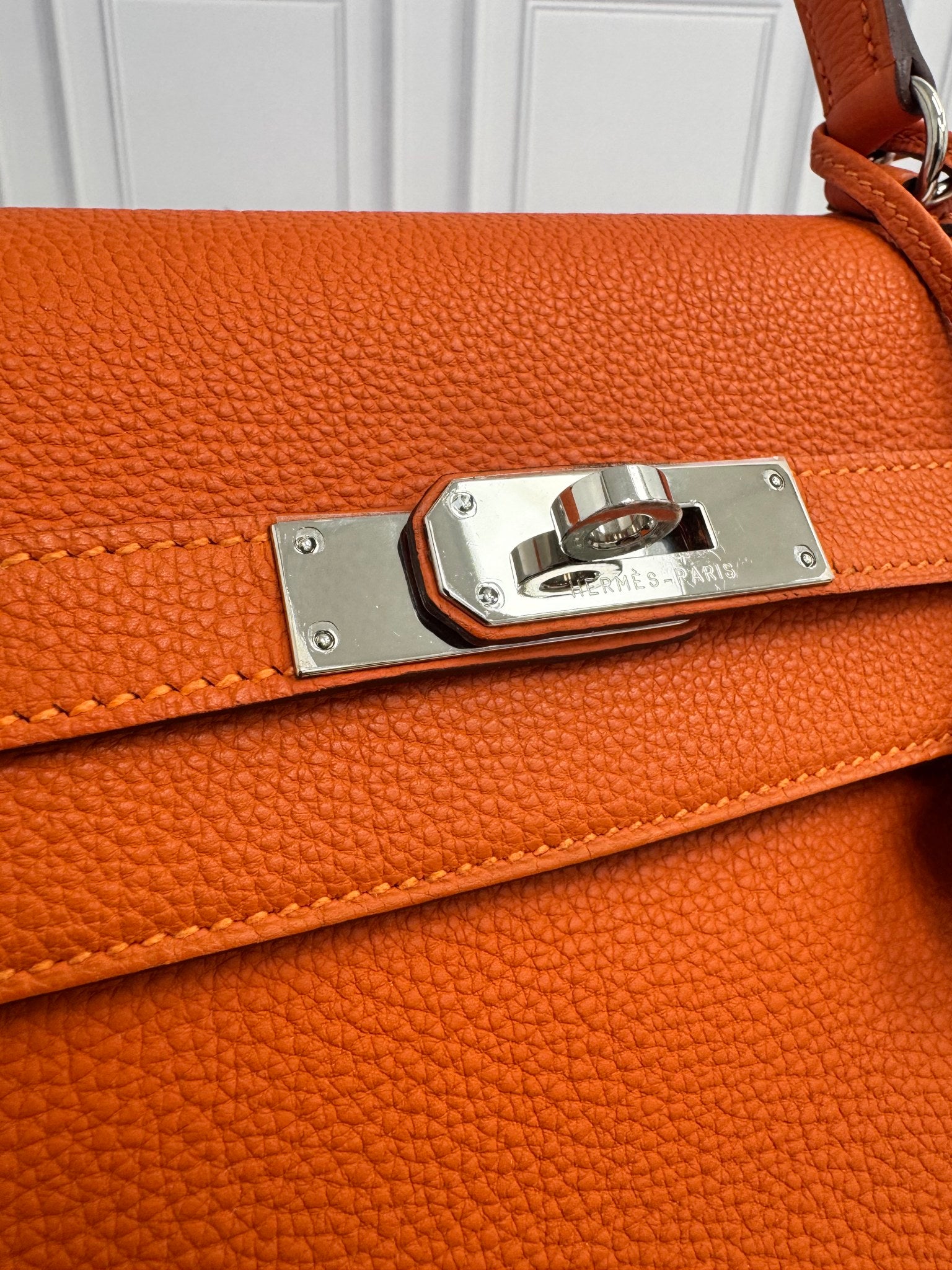 Hermes Orange Togo Leather Kelly Retourne 35