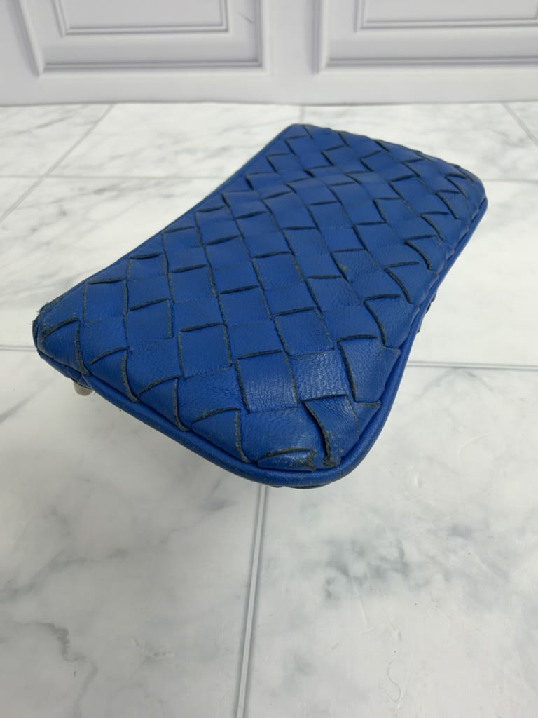 Bottega Veneta Blue Intrecciato Leather Coin Purse
