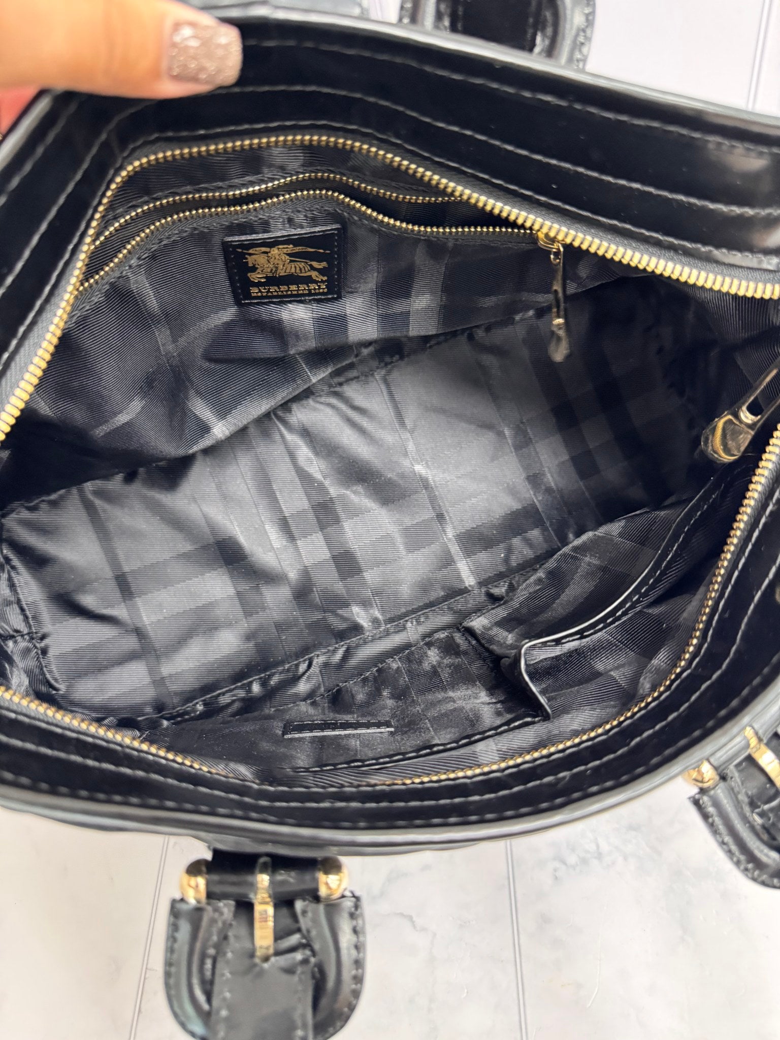 Burberry Black Quilted Nylon Manor Tote Bag