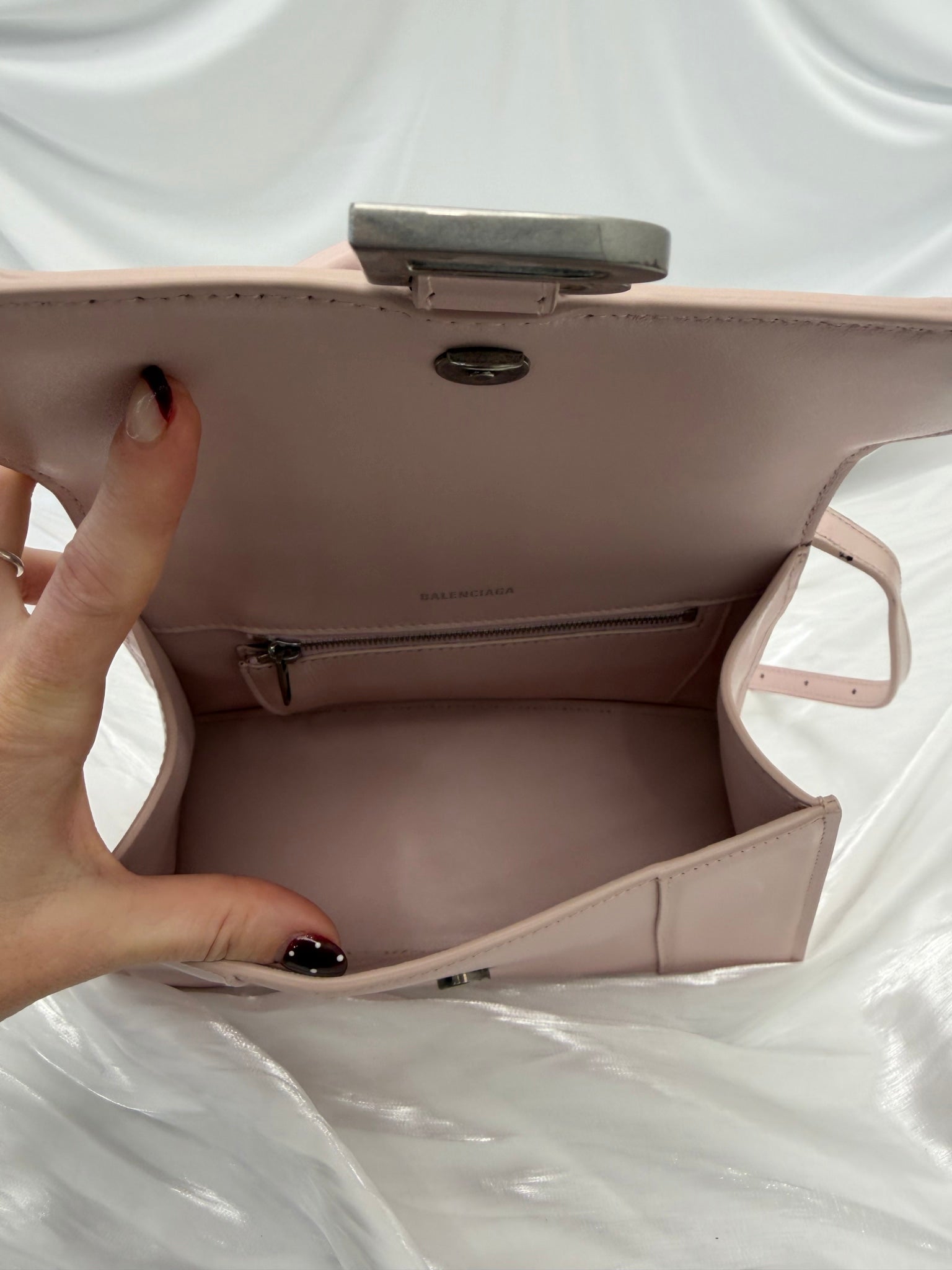  Balenciaga Light Pink Leather Small Hourglass Top Handle Bag 