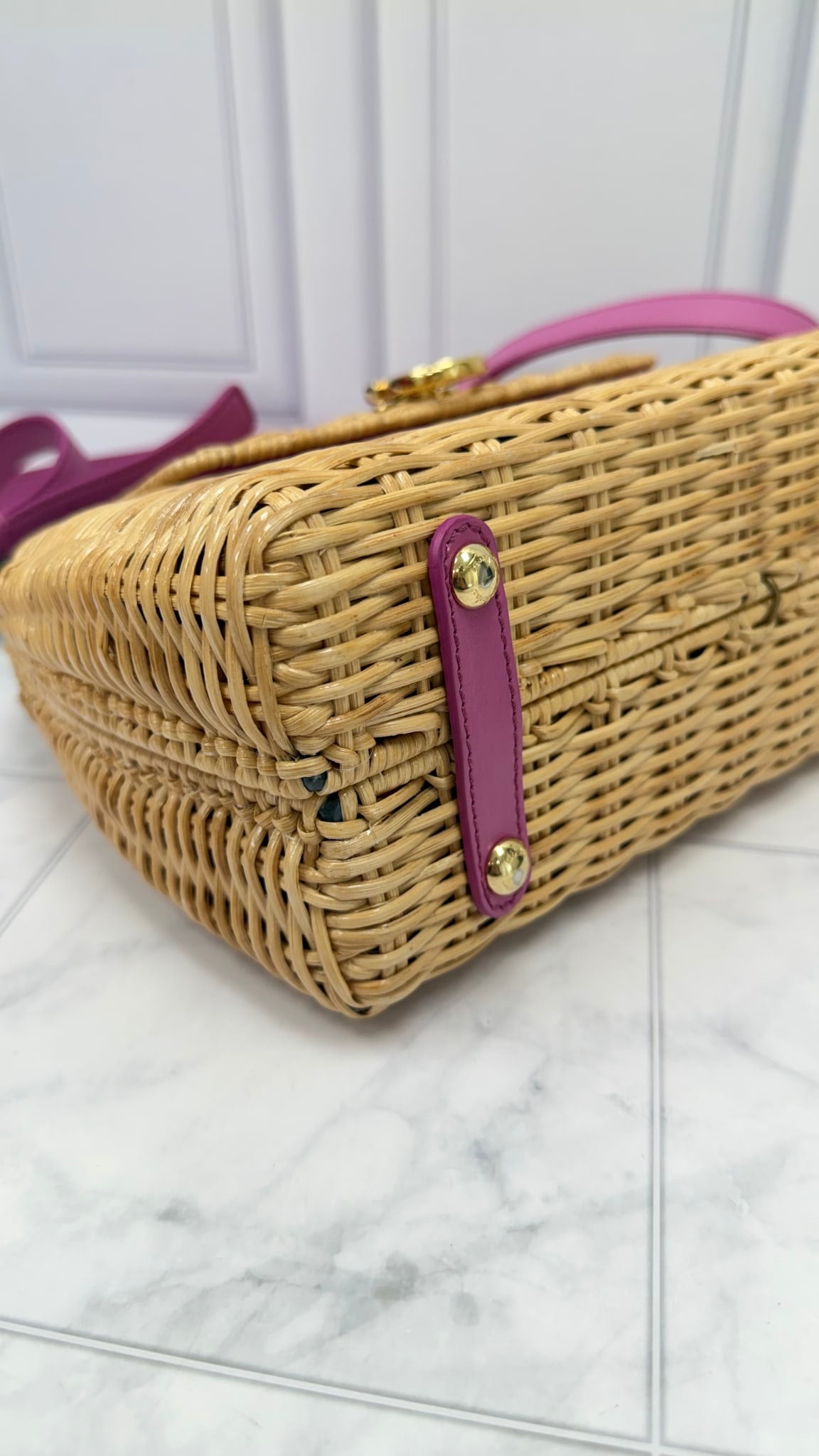 Salvatore Ferragamo Wicker & Pink Leather 2Way Bag