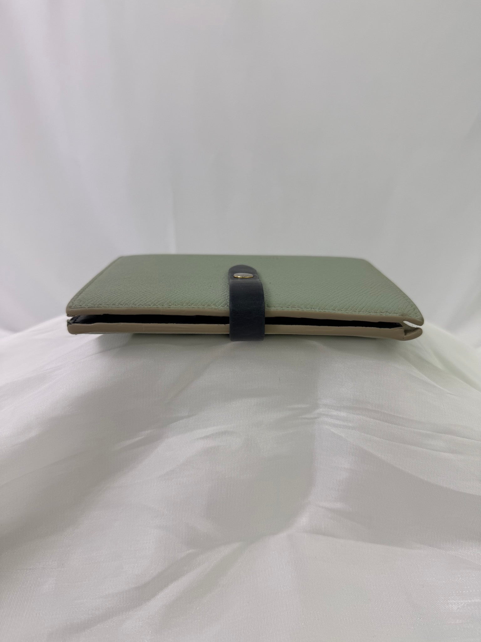 Celine Mint And Navy Leather Medium Strap Wallet