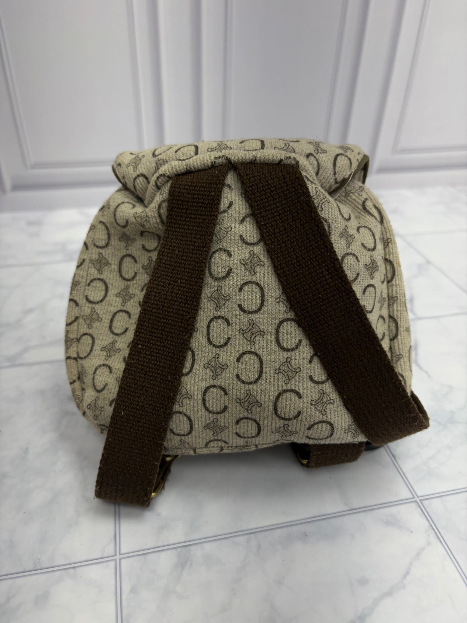 Celine Beige Cotton Baby Backpack 