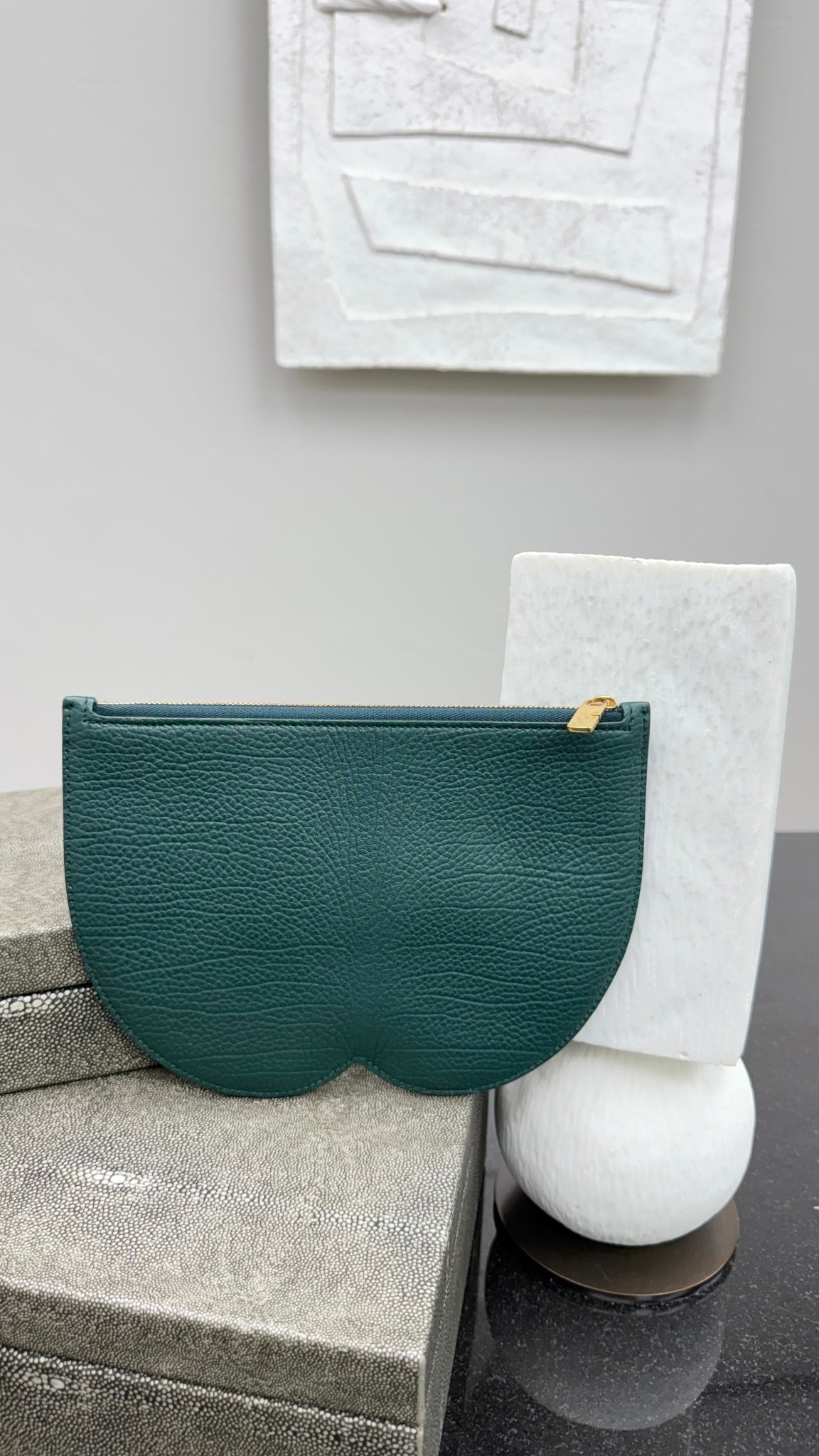 BRAND NEW - Burberry Green Pebbled Leather Chess Pouch