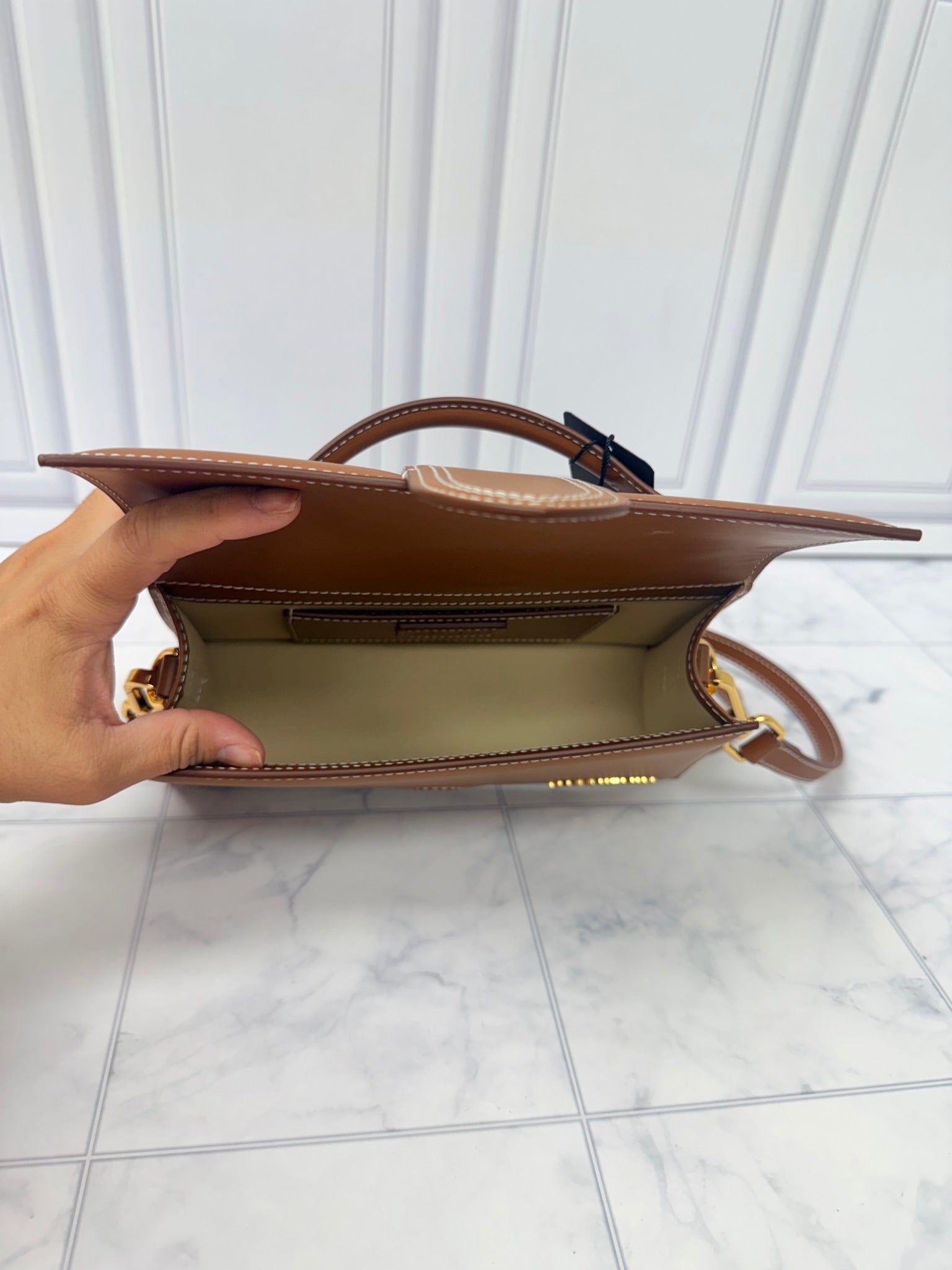 BRAND NEW - Jacquemus Light Brown Leather Le Grand Bambino 2Way Handbag