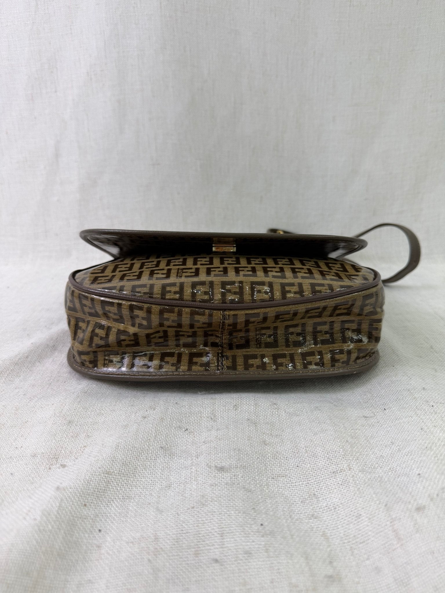 Fendi Brown Coated Canvas Zucchino Shoulder Bag