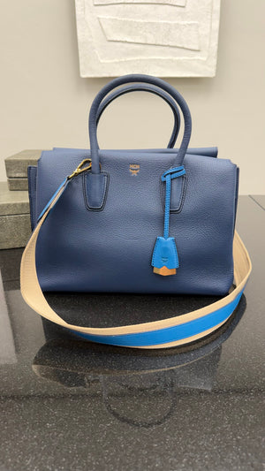 MCM Blue Leather Medium Milla 2Way Bag