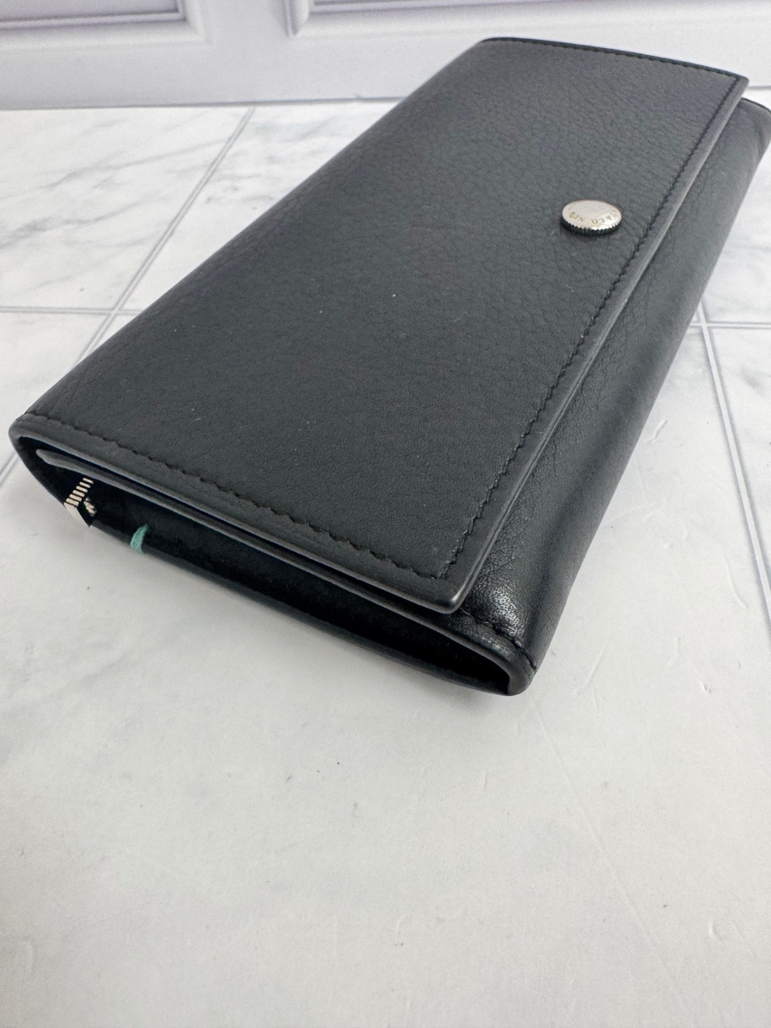 Tiffany & Co. Black Grained Leather Bifold Long Wallet